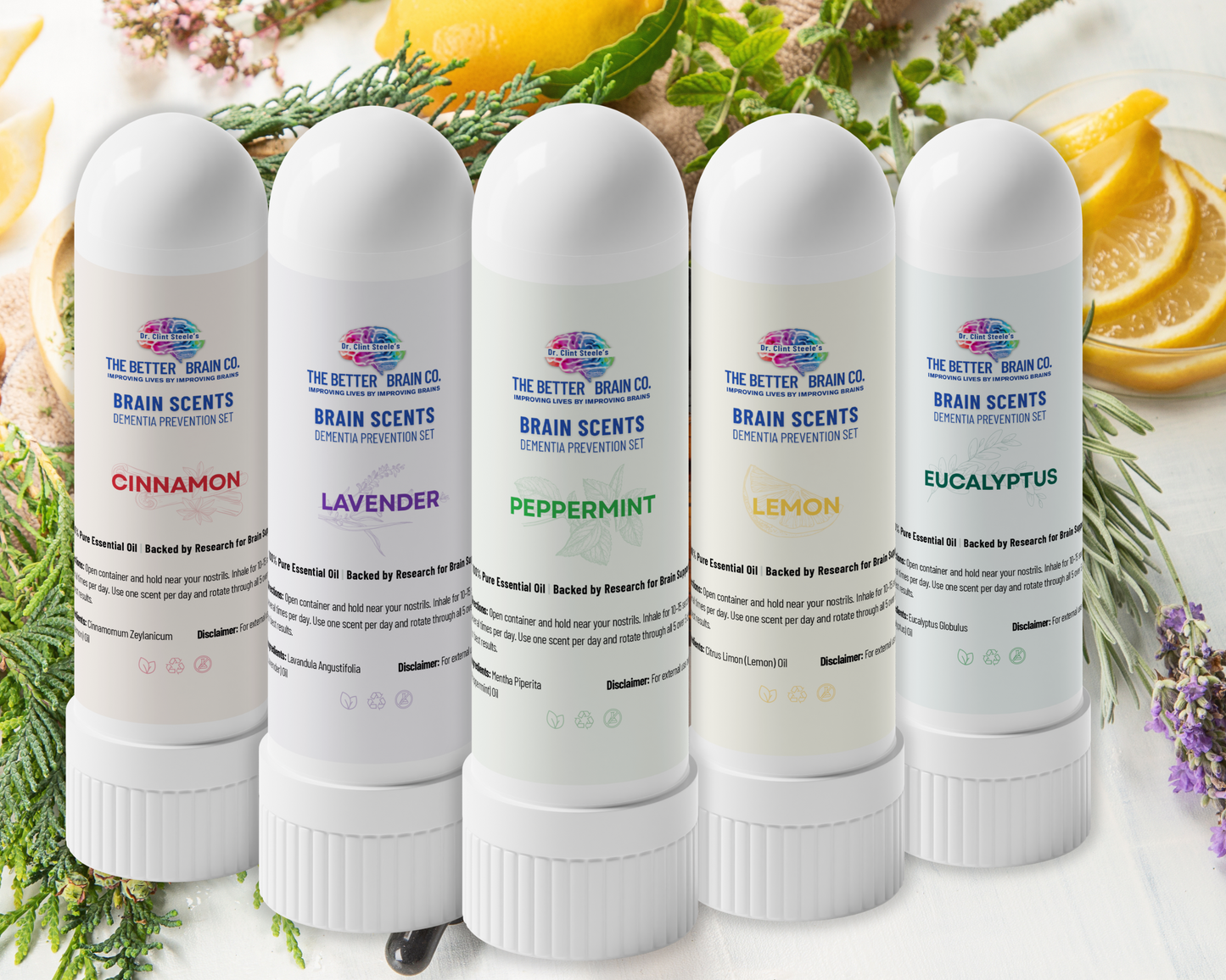 Brain Scents Inhaler 5-Pack – Natural Brain & Memory Support (Lasts 6 Months)