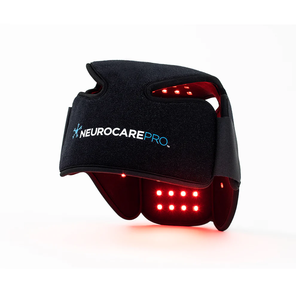 NeurocarePro device with red lights on a white background